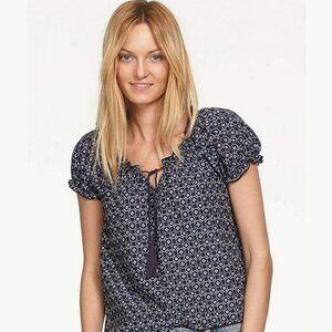 ellos Black White Triangle Print Peasant Blouse  18 to 20